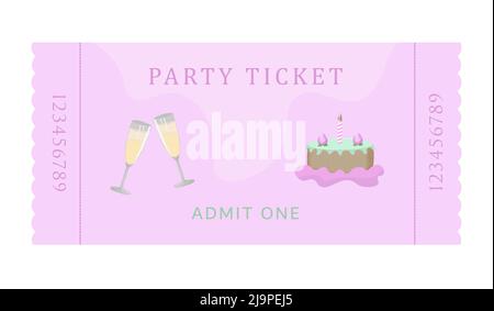 Party ticket, illustration in pink shades Stock Vector
