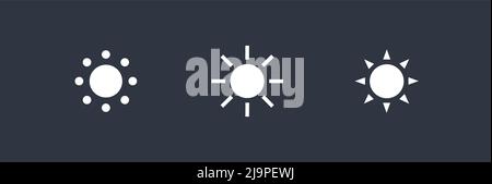 Day light mode icon. Pack of 3 vectors with sun. Stock Vector