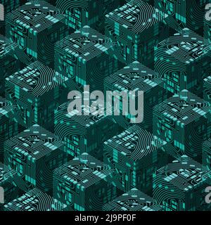 Digital crypto chain blocks background Stock Vector