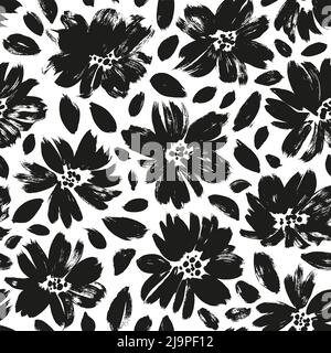 Spring flowers hand drawn vector seamless pattern. Stock Vector