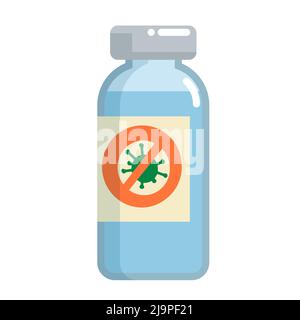 Flat style coronavirus vaccine bottle isolated on white background for print and design.Vector illustration. Stock Vector