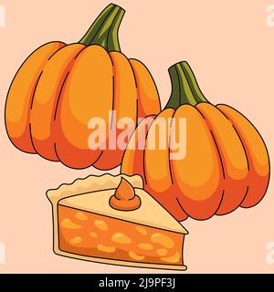 Thanksgiving Pumpkin Pie Cartoon Illustration Stock Vector