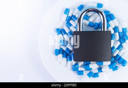 The prohibition of taking drugs for weight loss. Restriction on the import of weight loss pills. Closing medications. Contraindications for treatment. Stock Photo