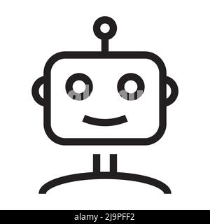 robot head icon in outline style on white background Stock Vector