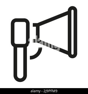 Horn or gramophone icon in outline style on white background Stock Vector