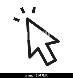 Click or cursor icon in outline style on white background Stock Vector