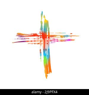Multicolored religious cross. Happy easter. Vector illustration Stock Vector
