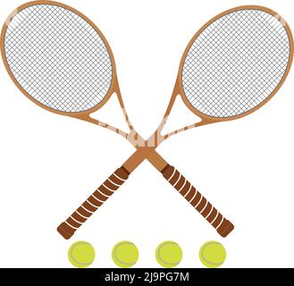 two badminton bats and four balls. on white background Stock Vector