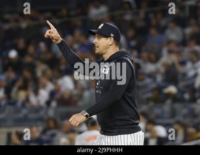 Bronx, United States. 24th May, 2022. Baltimore Orioles Rougned Odor  celebrates after hitting a 3-run home run in the seventh inning against the  New York Yankees at Yankee Stadium in New York