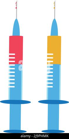 two illustrations of injections syringe. on white background. Stock Vector