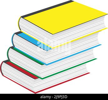 illustration of stacked by different color books. on white background Stock Vector