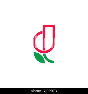 letter d red rose flower symbol logo vector Stock Vector