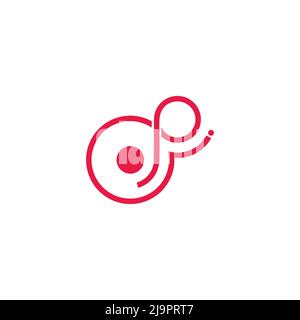 letter p circle dots geometric logo vector Stock Vector