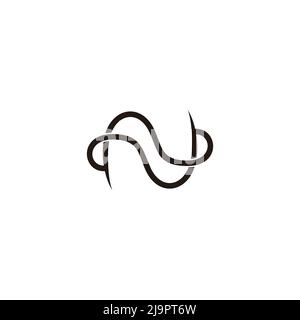 letter n wires simple curves linked line logo vector Stock Vector