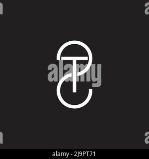 letter 2t simple geometric thin line linked logo vector Stock Vector