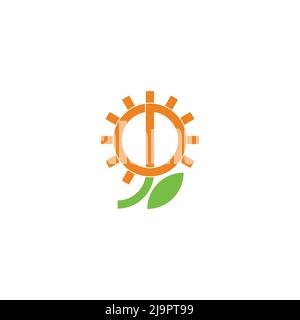 letter d sun flower simple geometric logo vector Stock Vector