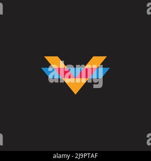 letter v geometric colorful mosaic dimension logo vector Stock Vector