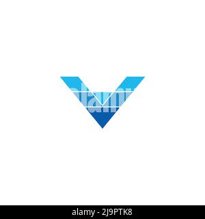 letter v gradient blue water geometric logo vector Stock Vector