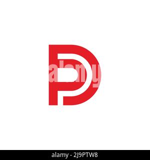 letter dp linked geometric red logo vector Stock Vector