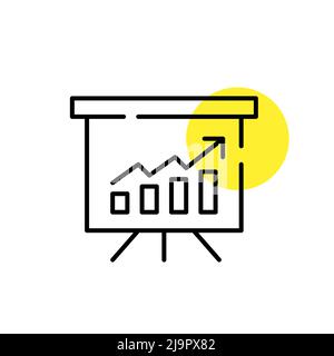 Growth diagram chart on a whiteboard. Pixel perfect, editable stroke line art icon Stock Vector