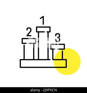 Podium with first, second and third place. Pixel perfect, editable stroke line art icon. Stock Vector