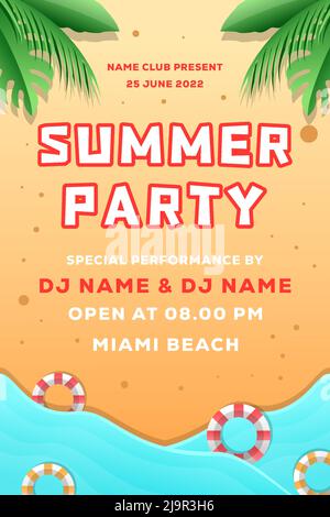 gradient summer party flyer poster illustration Stock Vector