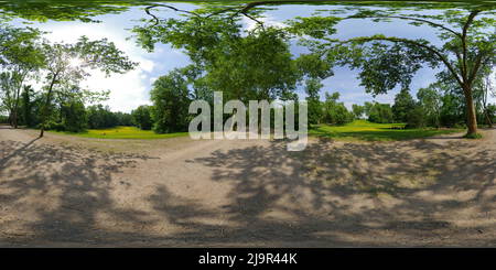 360 degree panoramic view of City park Gelsenkirchen in springtime, III