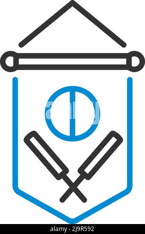 Cricket Shield Emblem Icon. Editable Bold Outline With Color Fill Design. Vector Illustration. Stock Vector