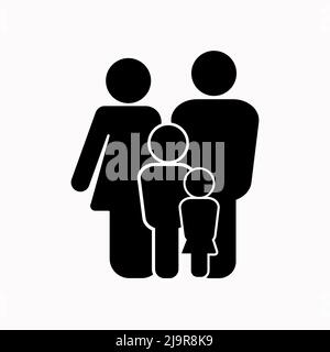 family, simple black and white icon Stock Vector