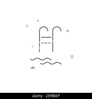 Swimming pool simple vector line icon. Symbol, pictogram, sign isolated on white background. Editable stroke. Adjust line weight. Stock Vector