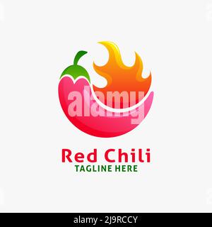 Red chili burning logo design Stock Vector
