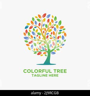Colorful tree logo design Stock Vector