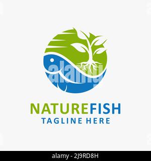 Nature fish logo design Stock Vector