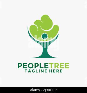 people tree save nature logo icon flat concept vector graphic design ...