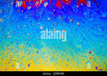 Abstract pattern of refracted light in soap bubble. Stock Photo