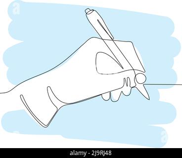 Hand with pen signing contracts documents Stock Vector