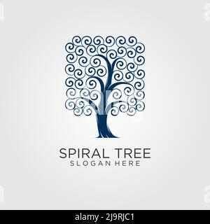 Spiral tree logo design Stock Vector