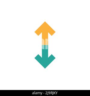 Flip Vertical vector icon. Two blue opposite line arrows isolated on white. Flat icon. Exchange icon. Good for web and software interfaces. Flip flop Stock Vector