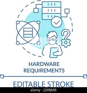 Hardware requirements turquoise concept icon Stock Vector