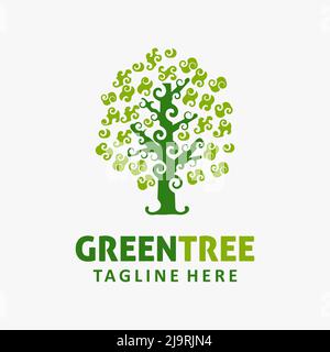 Twirl tree logo design Stock Vector