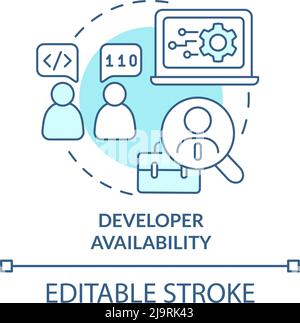 Developer availability turquoise concept icon Stock Vector