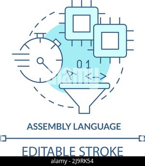 Assembly language turquoise concept icon Stock Vector