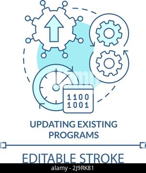 Updating existing programs turquoise concept icon Stock Vector