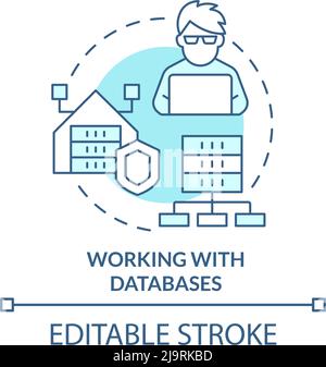Working with databases turquoise concept icon Stock Vector
