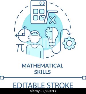 Mathematical skills turquoise concept icon Stock Vector