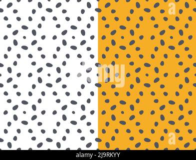 Geomentric seamless pattern, circular ornamental grid, black doodle brush drawn decorative shapes. White or mango yellow easy editable background Stock Vector