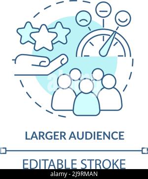 Larger audience turquoise concept icon Stock Vector