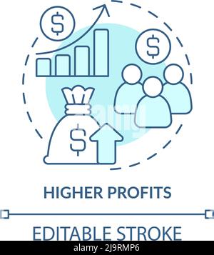 Higher profits turquoise concept icon Stock Vector