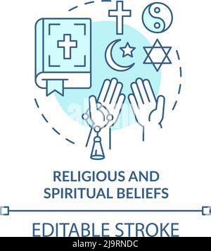 Religious and spiritual beliefs turquoise concept icon Stock Vector
