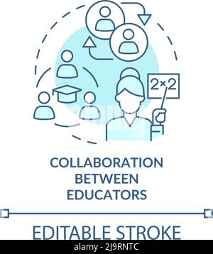 Collaboration between educators turquoise concept icon Stock Vector